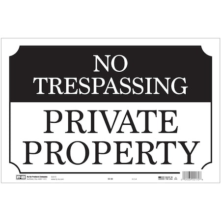 No Trespassing Black/White Sign 9.25 X 14, 12PK
